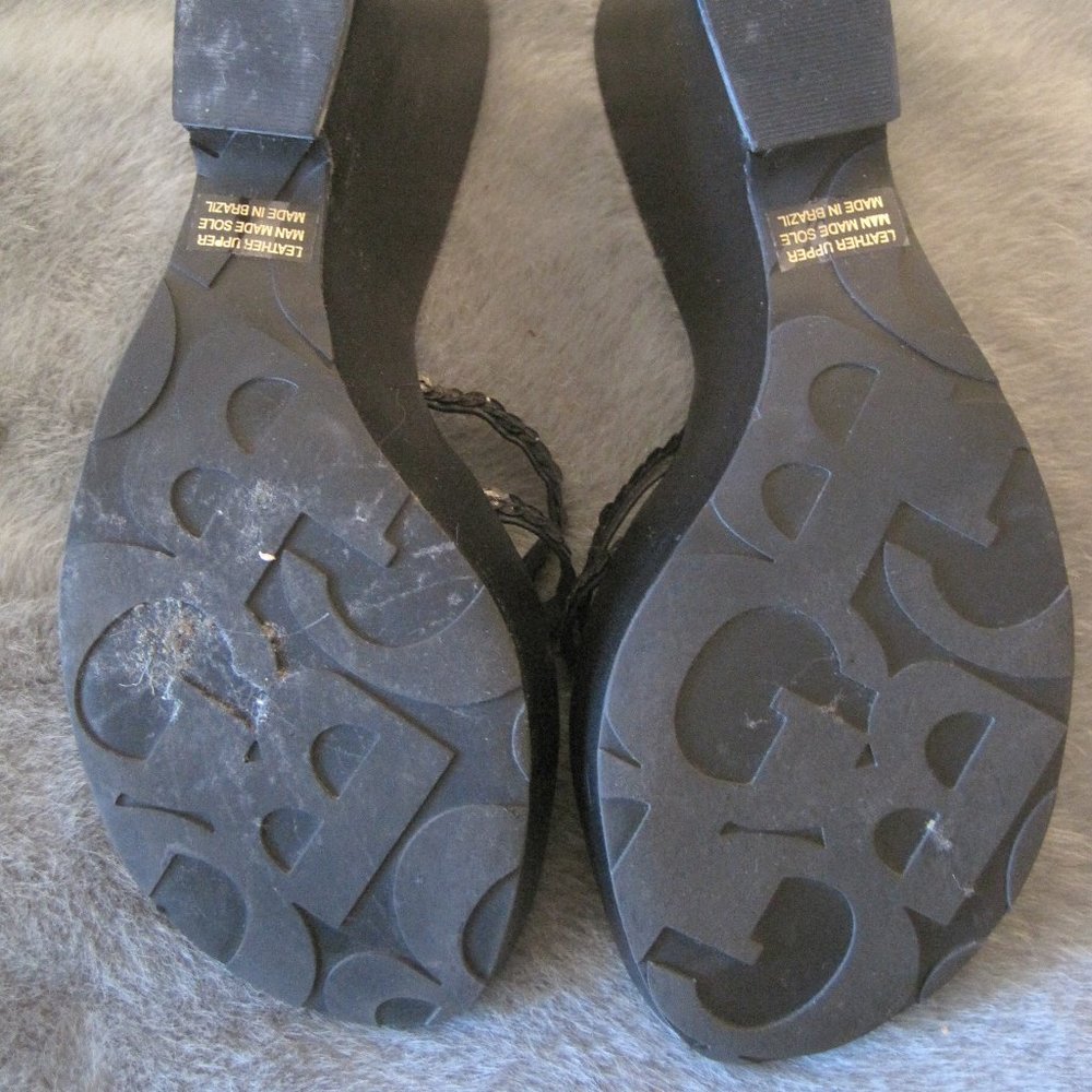 GIANNI BINI BLACK SEQUIN STRAPPY WEDGE HEELS 9.5 - Picture 5 of 6